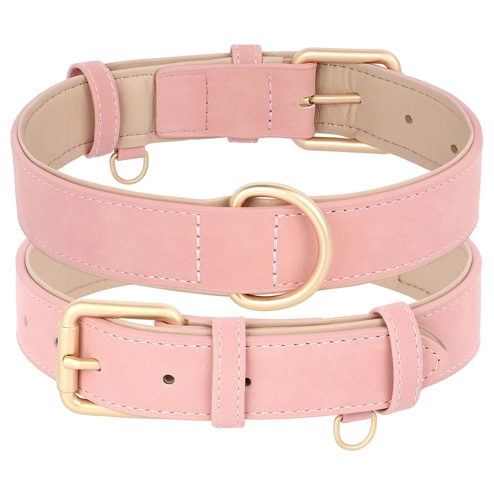 Soft Padded Dog Collar Leash Set PU Leather Pet Dog Collars Necklace With Walking Lead Rope Adjustable For Small Medium Dogs Pug Beauty World Shop
