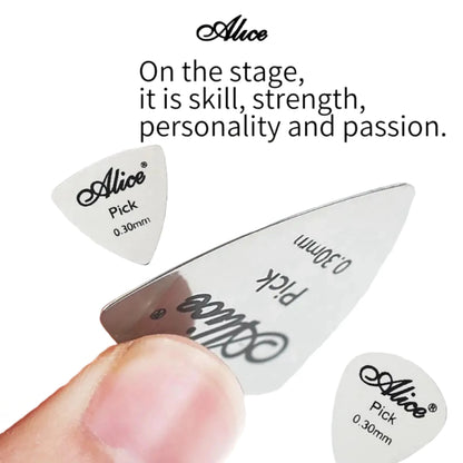 Alice 10Pcs Metal Guitar Pick 0.3mm Thin Durable Silver Color Professional Bass Ukelele Guitar Picks Guitar Amplifier Bass Guita Beauty World Shop