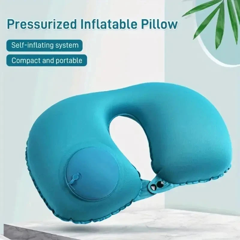 Inflatable Travel Neck Pillow U-shaped Cervical Orthopedic Protection Pillow Outdoor Portable Foldable Pillow Travel Essentials Beauty World Shop