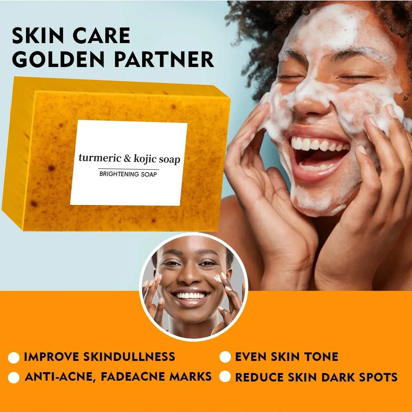 Turmeric Kojic Acid Glow Soap Dark Spot Acne Removal Even Skin Tone Mositen Smooth Skin Deep Cleansing Handmade Soap Beauty Trend Shop