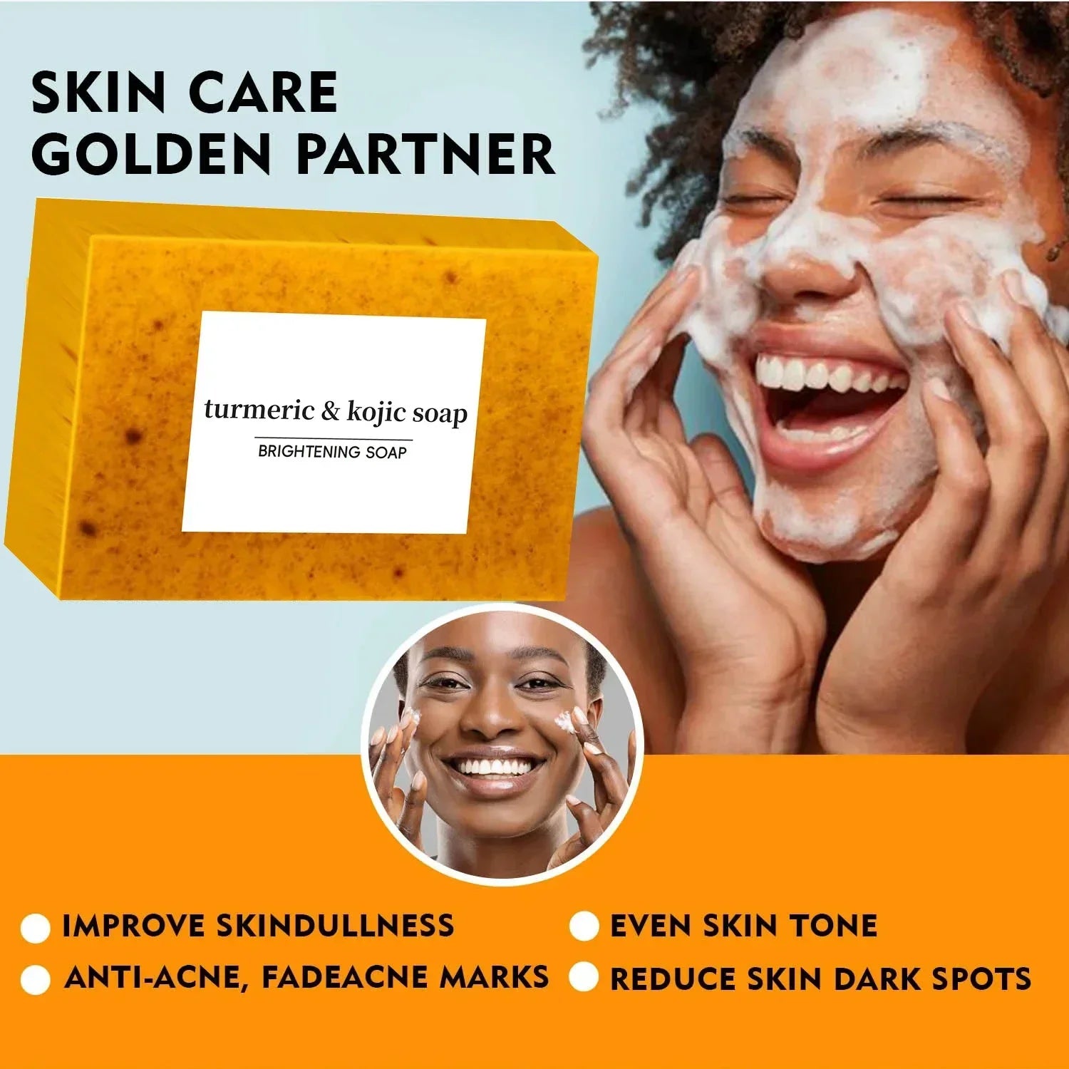 Turmeric Kojic Acid Glow Soap Dark Spot Acne Removal Even Skin Tone Mositen Smooth Skin Deep Cleansing Handmade Soap Beauty Trend Shop
