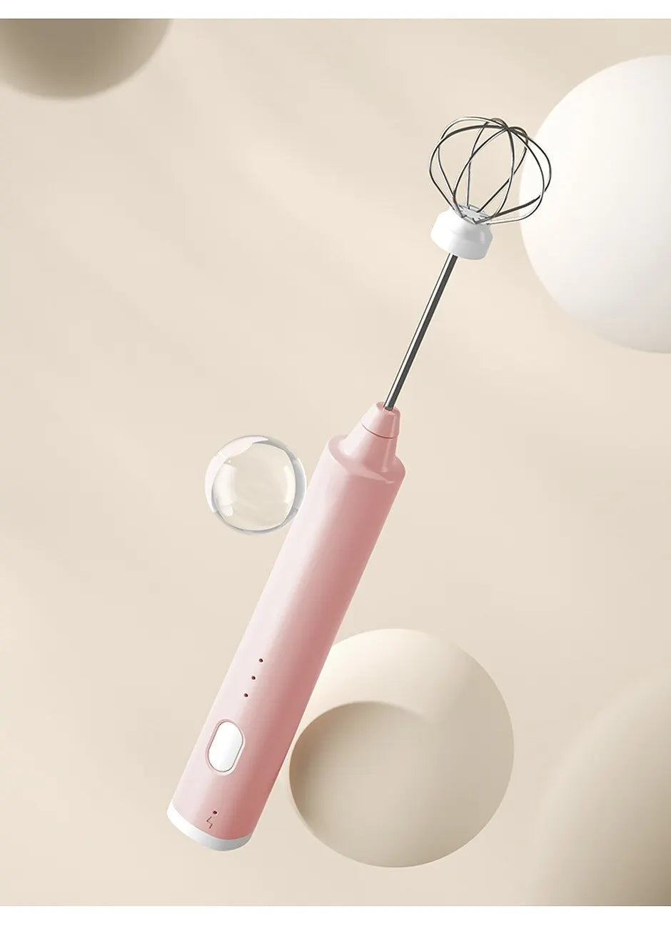 1 PCS USB Rechargeable Handheld Egg Beater 3 Speeds Electric Milk Frother Foam Maker Mixer Coffee Drink Frothing Wand Foamer Beauty World Shop