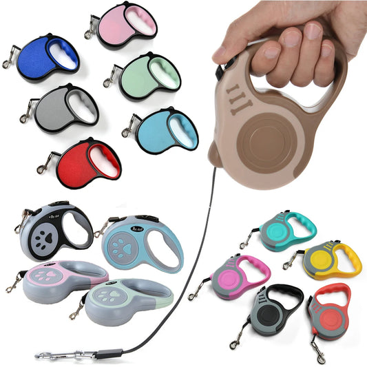3M/5Metre Dog Leash Walking Automatic Pet Collar ABS Case Nylon Rope Dog Harness Dog footprint Puppy Dog Footprints Keychain