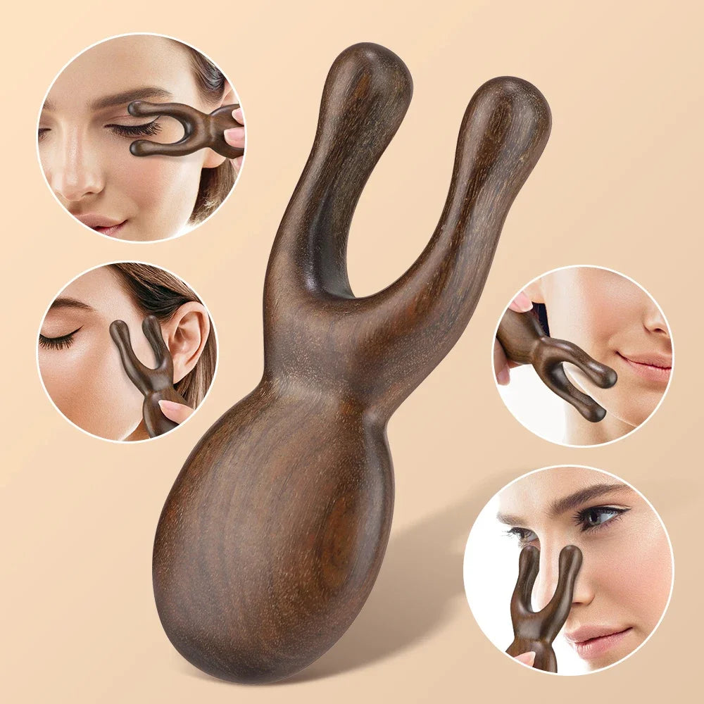 Wooden Gua Sha Facial Tools  Head Massager Sandalwood Wood Massage Tool for Face Nose Eye  Wood Therapy Massage Acupressur Tools Beauty Trend Shop