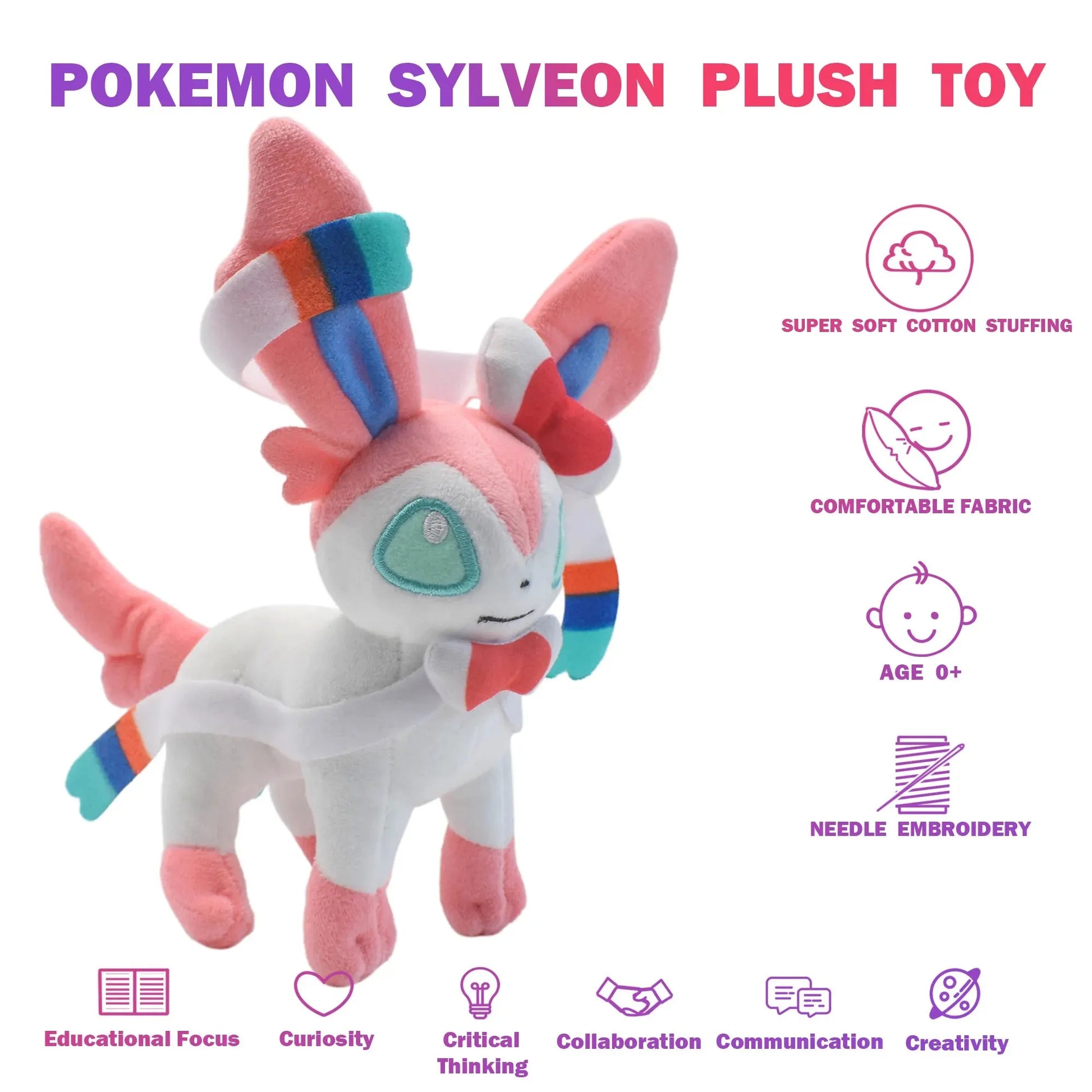 Leafeon Vaporeon Glaceon Sylveon Espeon Umbreon Vaporeon Sylveon Plush Toys Game for Collectible Gift,Soft Plushies Stuffed Beauty World Shop