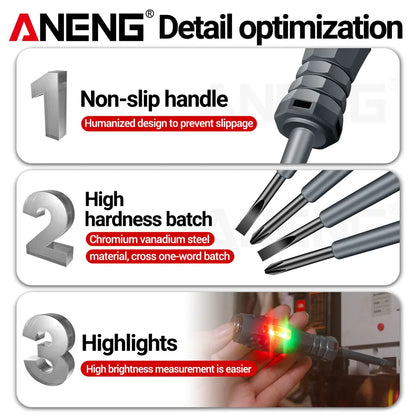 ANENG B05 Word/cross Screwdrivers Neon Bulb Indicator Meter Electric Pen Insulated Electrician Highlight Pocket Tester Pen Tools Beauty World Shop