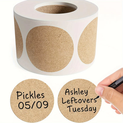 500 pcs / 1 Roll, Kraft Round Self-Adhesive Label Paper Items Classification Name Stickers Personalized Labels Beauty World Shop