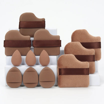 12-Piece All-Purpose Makeup Sponge Set, Made of 3 Loose Powder Puffs, 3 Mini Air Cushion Puffs, 3 Beauty Eggs and 3 Mini Beauty Beauty World Shop