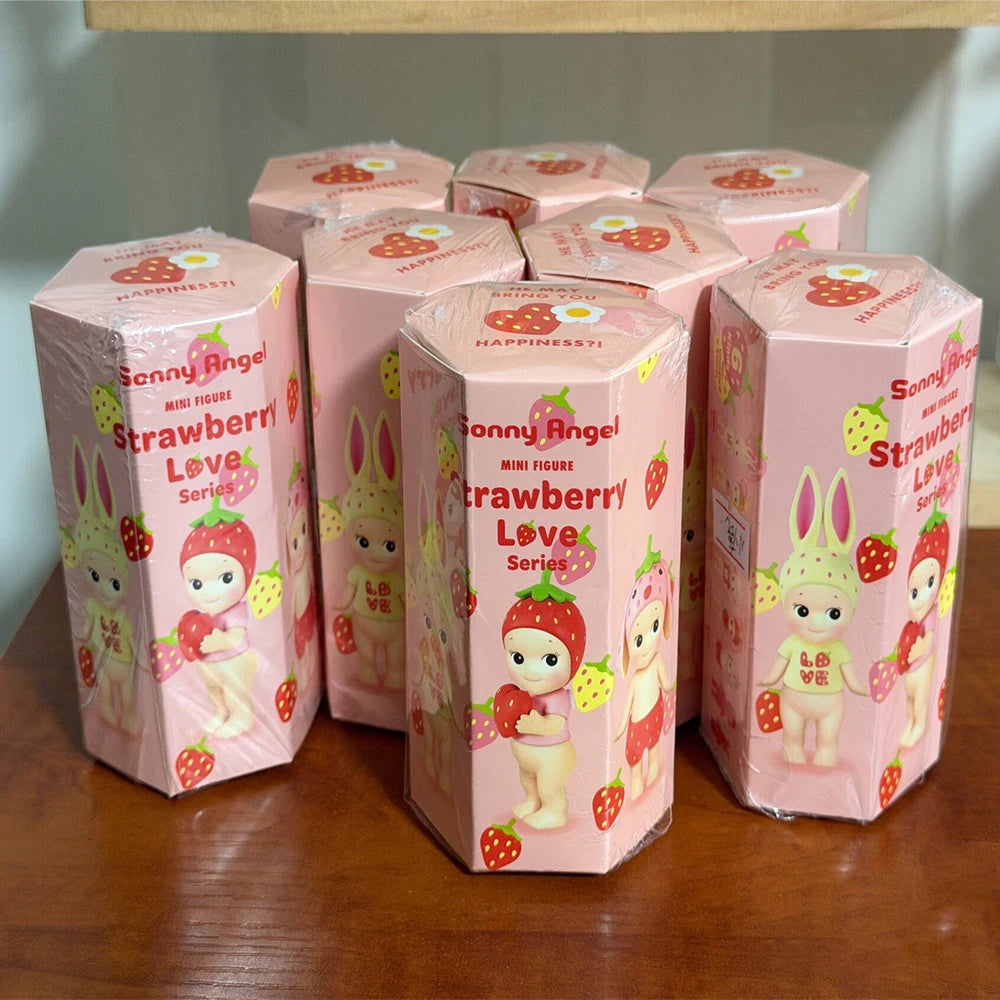 Genuine Sonny Angel Strawberry Love Series Cute Collectible Blind Box Dolls Desktop Decorations Surprise Fan Birthday Gift Toy Beauty World Shop