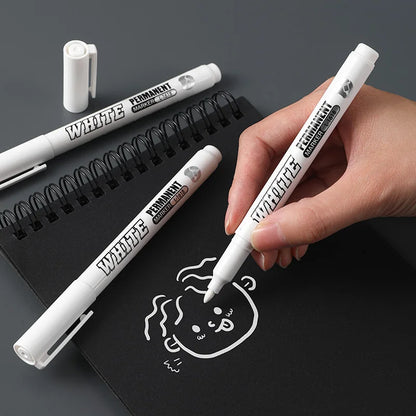 New 1/2/3PCS Waterproof Metal Marker Permanent White Paint Pen Washing Art Painting Graffiti Pens Fabric Wood Leather Marker1MM Beauty World Shop