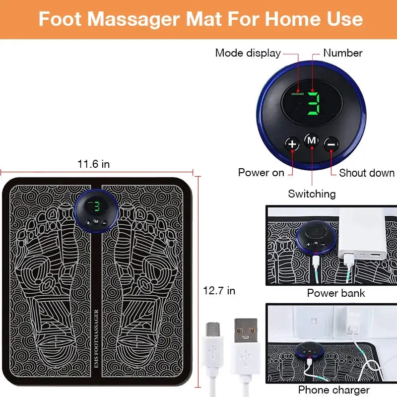 Electric Foot Massager Pad Muscle Massage Relaxation Trainer For Massage Fitness Outdoor Sport Home Family Relax Beauty World Shop