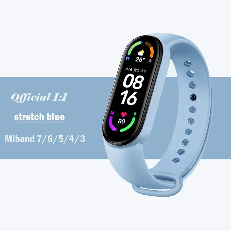 official Silicone Strap For Xiaomi Mi Band 4 5 6 7 Bracelet Sport Watch Wristband Miband4 miband7 Correa Mi band 3 4 5 6 7 Band Beauty Fashion