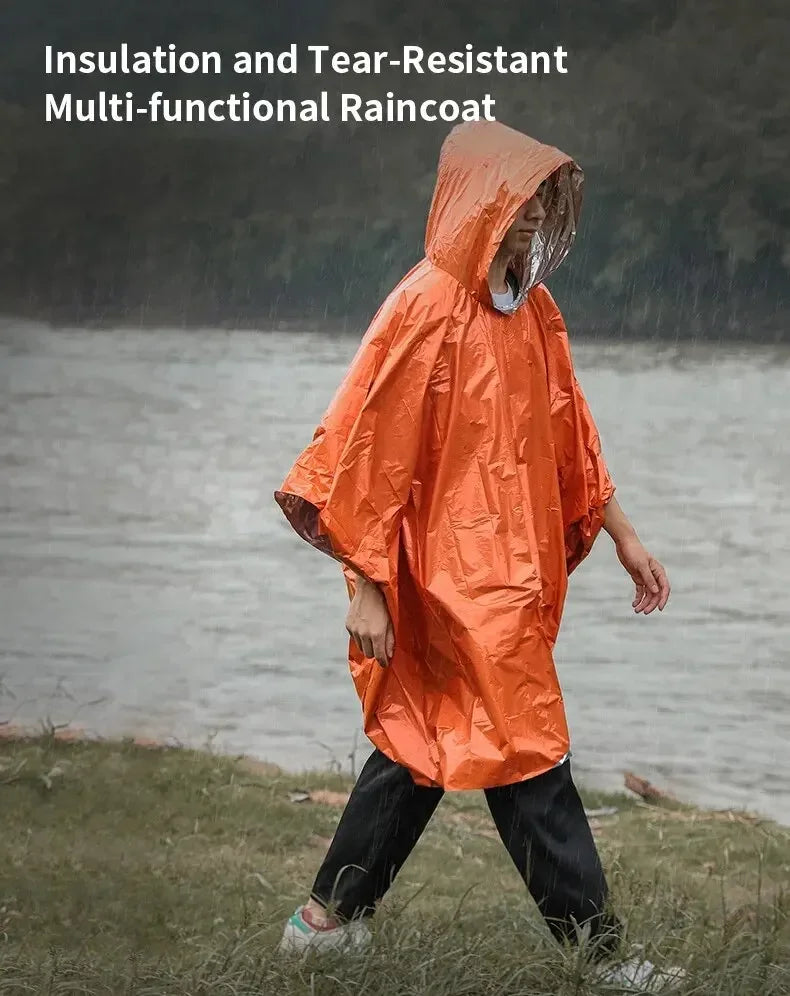 Emergency Raincoat Poncho Waterproof Rainwear Blanket Survival Camping Equipment Cold Insulation Rainwear Camping Equipment Beauty World Shop