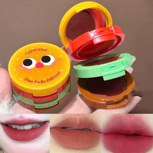 Cappuvini Velvet Lip Mousse - Matte Butter Formula, Long-Lasting Non-Drying, Cute Hamburger Design ,Compact and portable Beauty Trend Shop