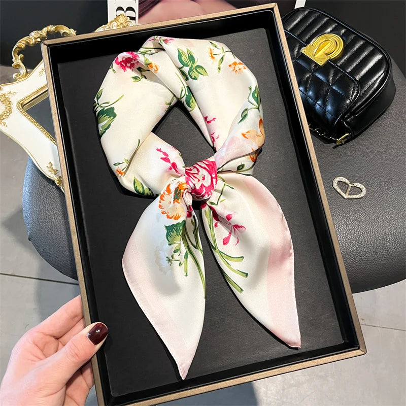 70cm Silk Feeling Square Scarf Women Satin Bandana Print Scarves Head Band Fashion Lady Hair Shawl Wrap Female Neckerchief Hijab Beauty World Shop
