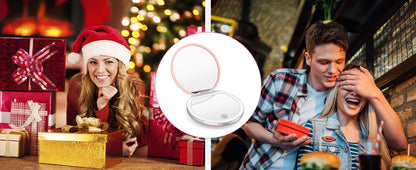 Compact Mirror with Light, 1X/3X Magnification LED Pocket Mirror with USB Data Cable, Pink Mini Mirror for Purse, Pocket,Travel Beauty World Shop