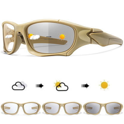 Photochromic Cycling Sunglasses Men Outdoor Sports Tactical Camouflage Goggles Vintage Driving Riding Fishing Windproof Beauty World Shop
