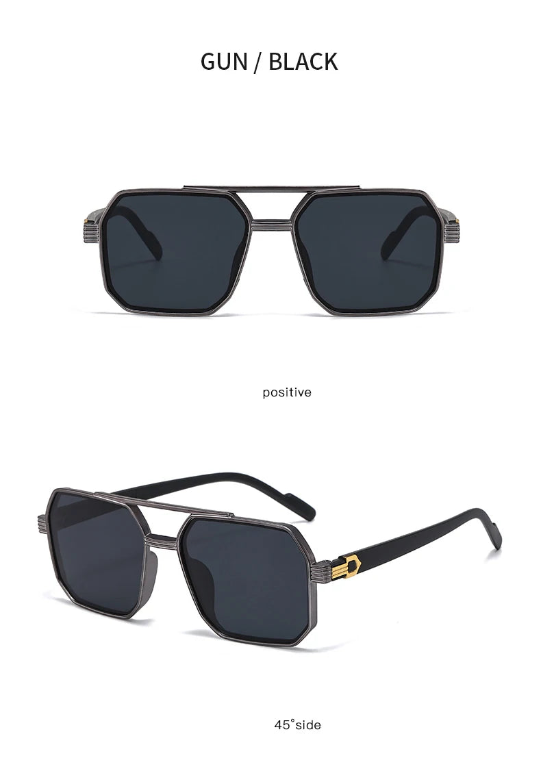 Hiking New Fashion Double Beam Polygonal Anti Light Glasses Retro Personalized Trendy Large Frame Eyewear European and American Beauty World Shop