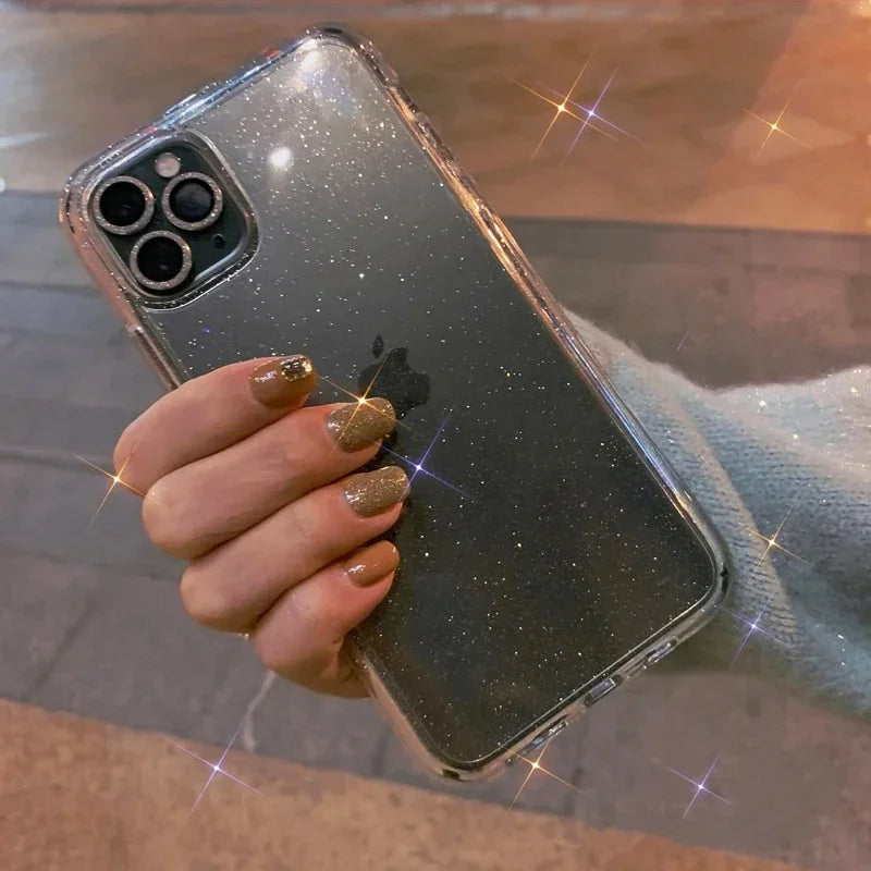 New Luxury Bling Glitter Clear Case For iPhone 16 15 14 13 12 11 Pro Max Mini X XR XS Shockproof TPU Transparent Soft Cover Beauty World Shop