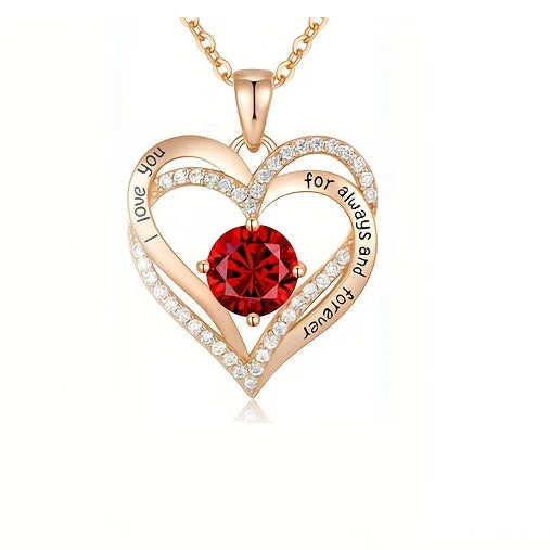 Luxury Red Zircon Pendant Necklaces With Rose Flower Gift Box For Girlfriend Women I Love You Gifts 2024 Trendy Wedding Jewelry Beauty World Shop