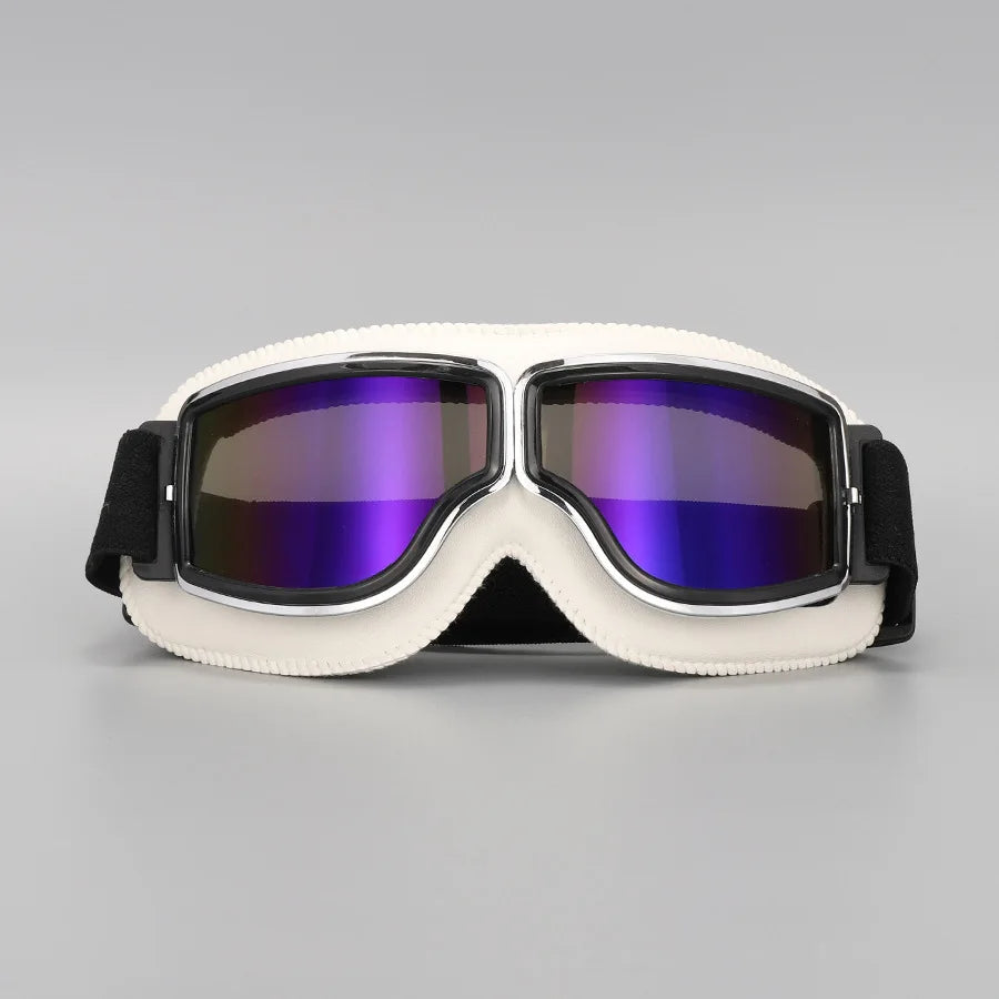 Motorcycle Glasses Windproof Motorcycle Helmet Glasses Sunglasses Retro Universal Folding Leather Retro Motorcycle Accessories Beauty World Shop