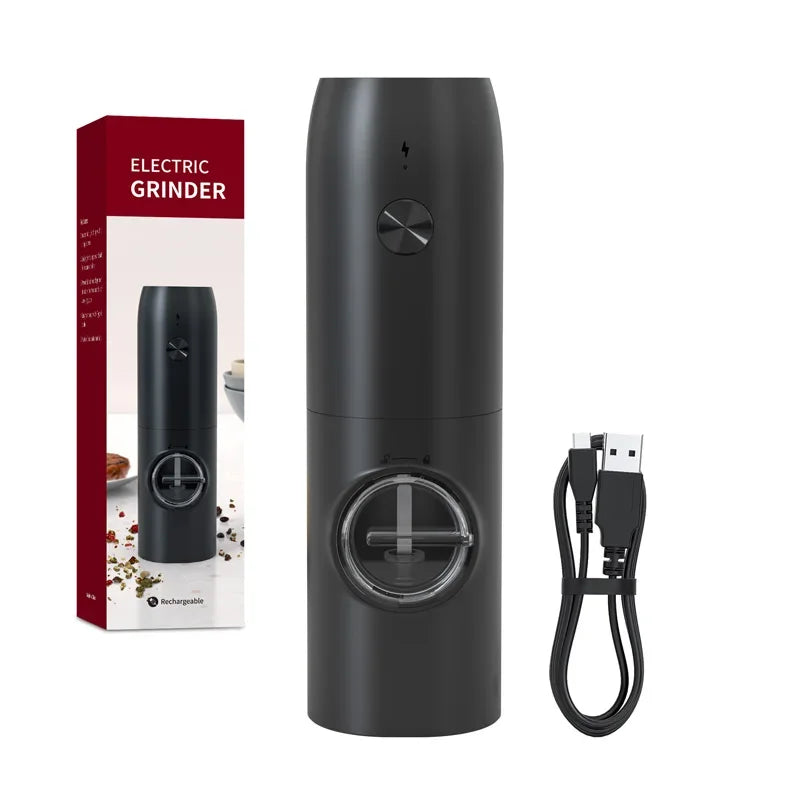 Electric Automatic Salt And Pepper Grinder Set Rechargeable With USB Gravity Spice Mill Adjustable Spices Grinder With LED Light Beauty World Shop