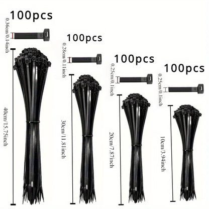 100pcs Black Cable Ties High Tensile Strength, Uv Resistant, Self-Locking For Home & Office Cord Management Beauty World Shop