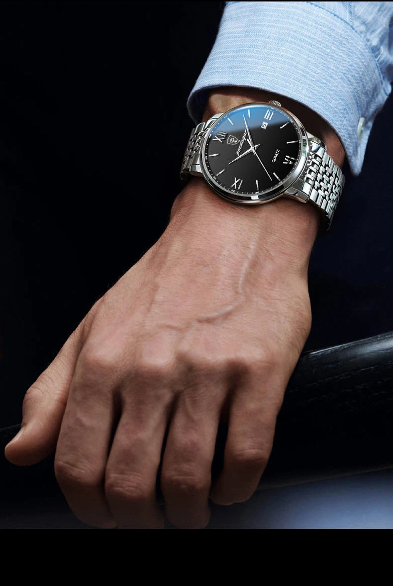 POEDAGAR Luxury Sports Men's Wristwatch Stainless Steel Waterproof Date Man Watch High Quality Casual Fashion Quartz Men Watches Beauty World Shop