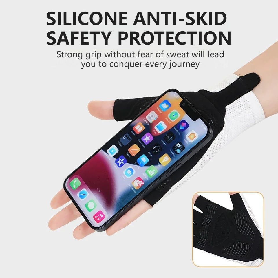 GETINFIT Riding Gloves Mesh Breathable Anti-slip Shock-absorbing Half-finger Gloves Outdoor Sports Fitness Mountaineering Riding Beauty World Shop