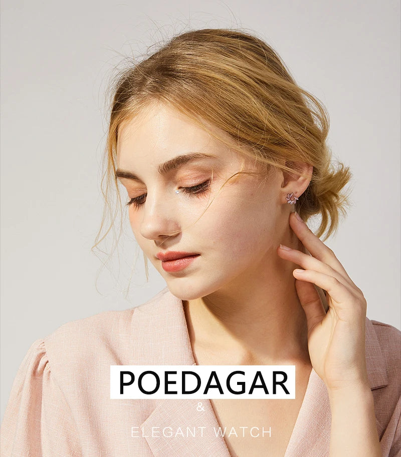 POEDAGAR Top Elegant Women's Watches Stainless Steel Date Week Woman Watch Waterproof Luminous Fashion Ladies Watch Quartz Reloj Beauty World Shop