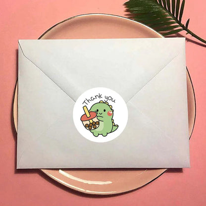 50/100/500pcs 1 Inch Thank You Stickers Cartoon Dinosaur Labels for Packaging Baking Labels Gifts Seal Decor Children's Stickers Beauty World Shop