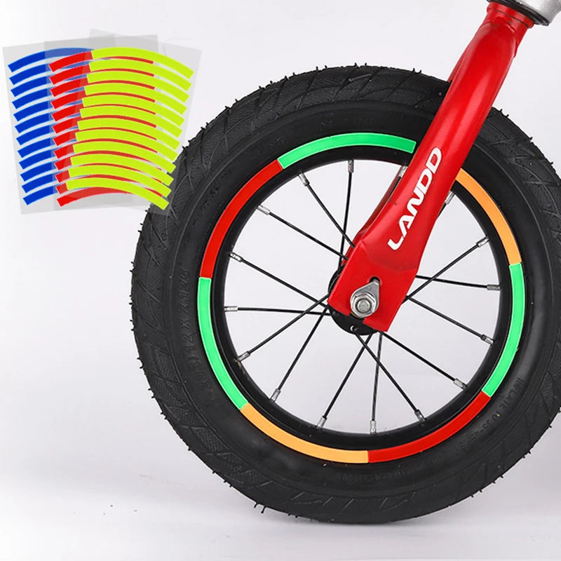 Reflective Tire Sticker Safety Sticker Color Kids Balance Bike Reflective Sticker Wheel Decal Bike Accessories Beauty World Shop