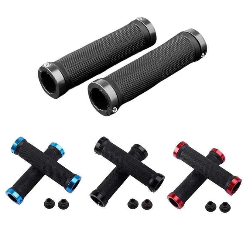 Bicycle Rubber Grips Alloy Lock Non-Slip Rubber Bicycle Handlebar Grips Double Aluminum Lock on Locking Bicycle Handlebar Grips Beauty World Shop