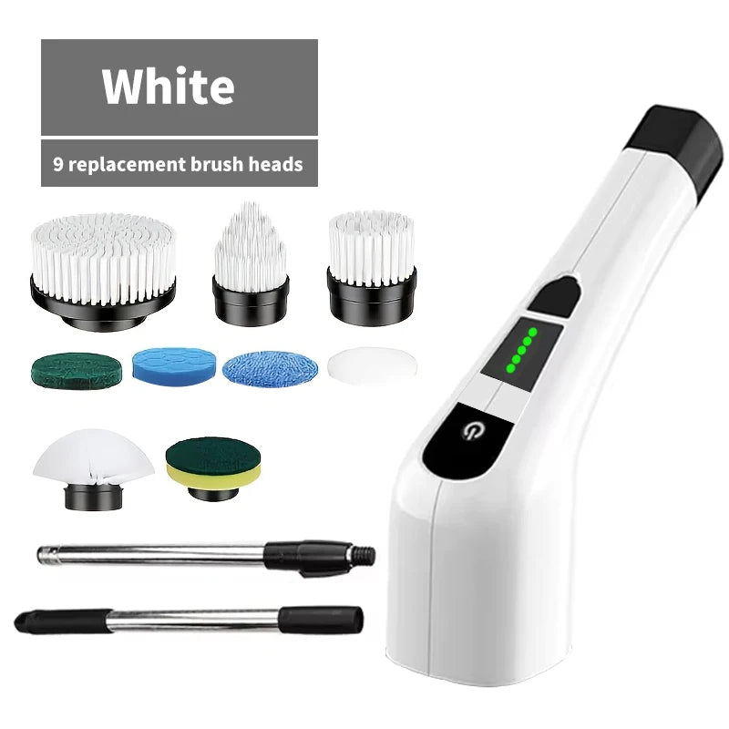 9 in 1 Multifunctional Handheld Electric Cleaning Brush With Telescopic Function, Bathroom Floor And Kitchen Cleaning Tool Beauty World Shop