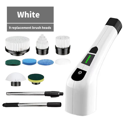9 in 1 Multifunctional Handheld Electric Cleaning Brush With Telescopic Function, Bathroom Floor And Kitchen Cleaning Tool Beauty World Shop