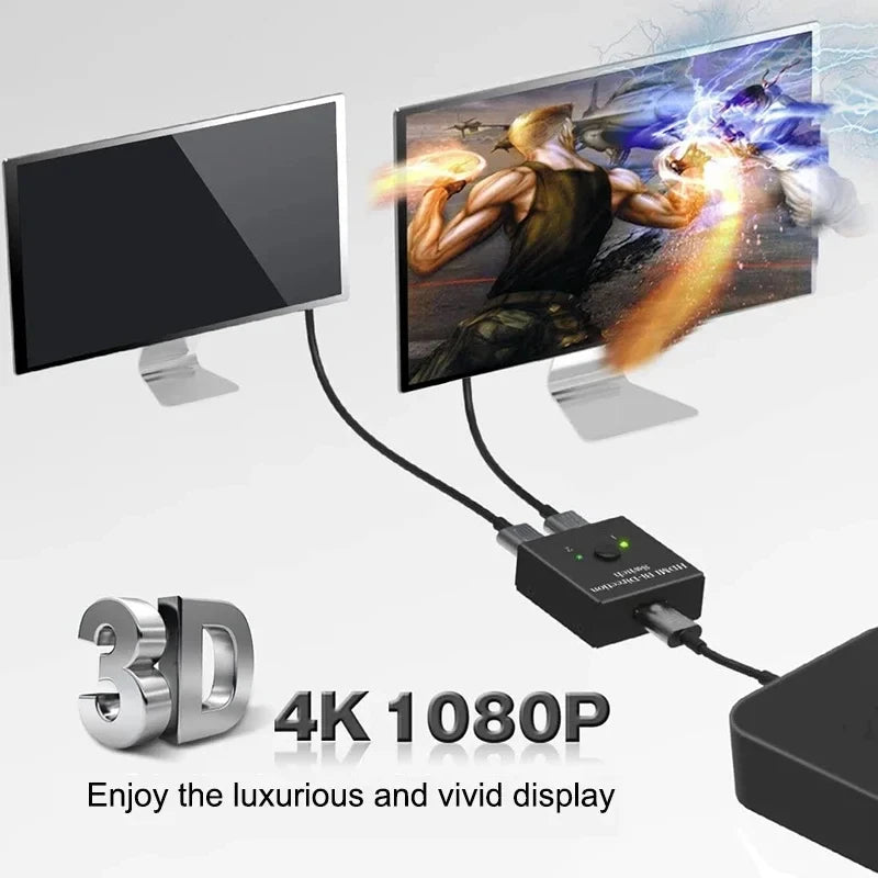 Switch Bi-Direction 2.0 Splitter HDMI-compatible 1x2/2x1 Adapter 2 in 1 out Converter for 4K Switcher PS4 Pro/4/3 TV Box  ﻿ Beauty World Shop