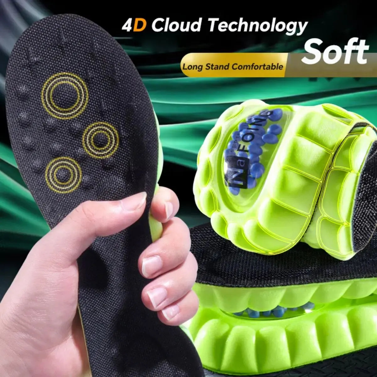 1Pair 4D Cloud Sport Insoles for Shoes PU Air Cushion Sole Soft Shock Absorption Deodorant Breathable Running Orthopedic Insoles Beauty World Shop