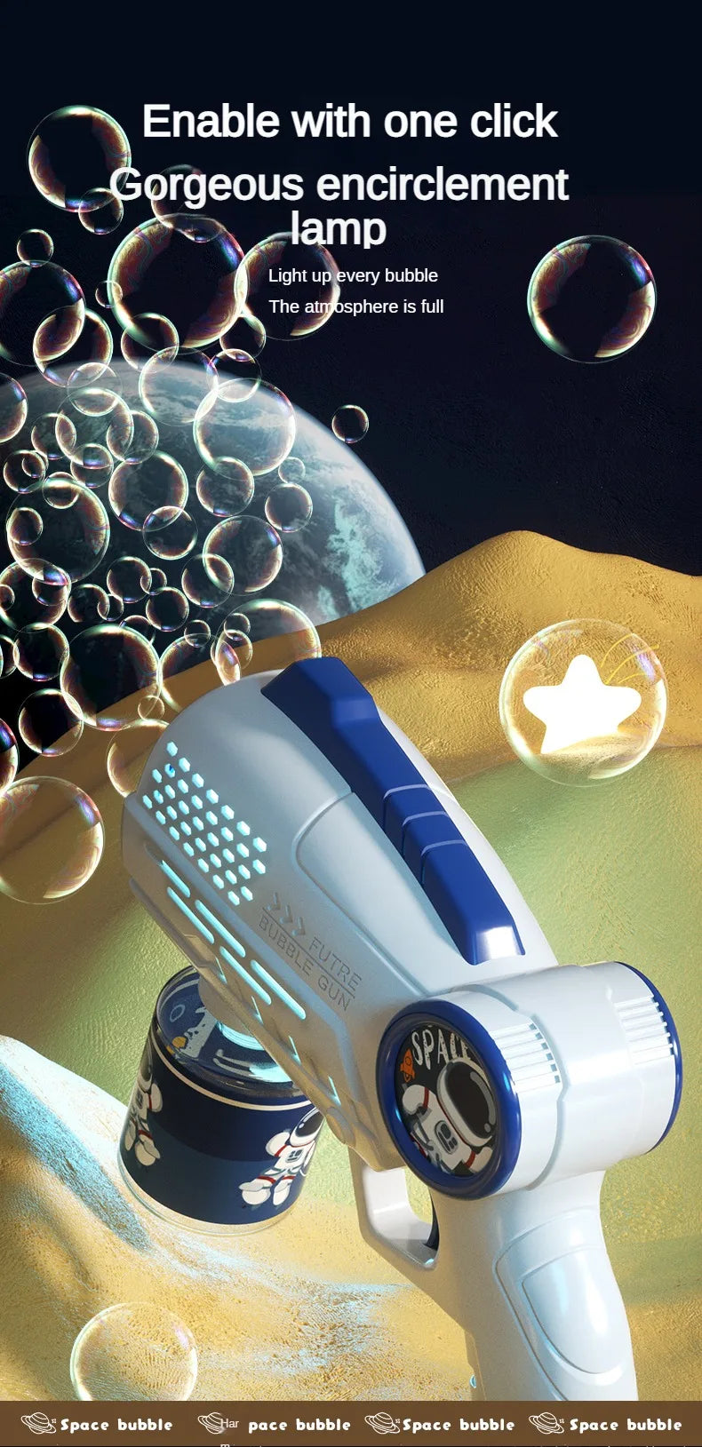 Children Bubble Gun Toy Astronaut Fully Automatic Bubble Machine Bubbles Gun Outdoor Game Fantasy Toy for Boys Girls Gifts Beauty Fashion