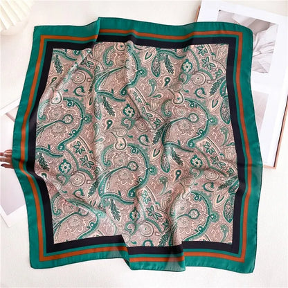Luxury Silk Feeling Shawl Square Scarf Women Spring Hijab Fashion Wraps Neckerchief Female Hair Bands Ribbon Headband Bandana Beauty World Shop
