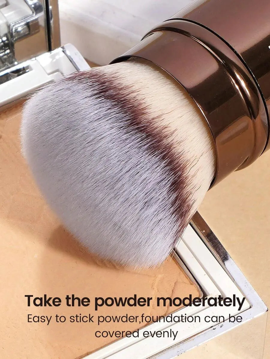 1pc Professional Face Retractable Makeup Brush,Blush Brush Foundation Brush Loose Powder Brush Synthetic Hair Ultra-Soft Doundat Beauty World Shop