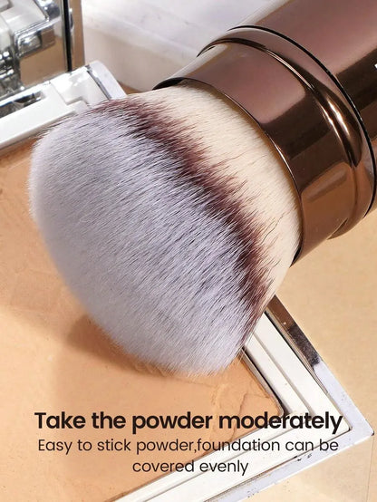 1pc Professional Face Retractable Makeup Brush,Blush Brush Foundation Brush Loose Powder Brush Synthetic Hair Ultra-Soft Doundat Beauty World Shop