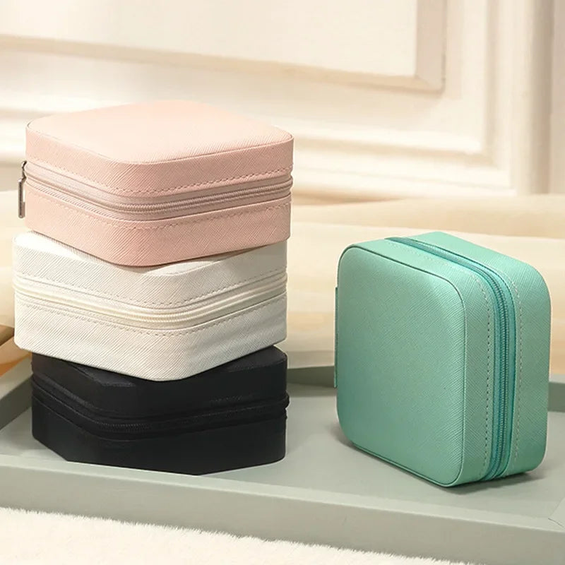 Portable Mini Jewelry Storage Box Travel Organizer Jewelry Case Leather Storage Earrings Necklace Ring Jewelry Organizer Display Beauty World Shop