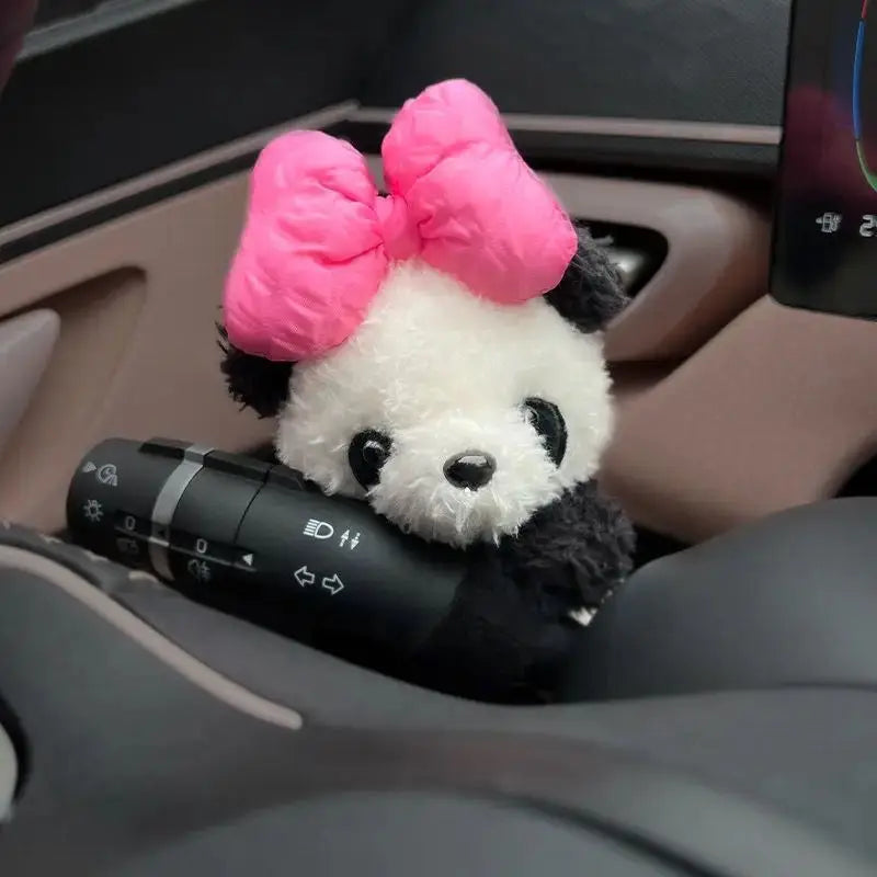 Car Cute Bowknot Panda Wiper Turn Signal Switch Ornaments Plush Decor Auto Interior Accessories Beauty World Shop