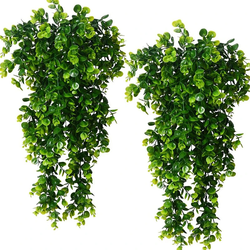 Artificial Hanging Plants Faux Eucalyptus Leaf Greenery Vine Outdoor UV Resistant Plastic Plants for DIY Home Wedding Decoration Beauty World Shop