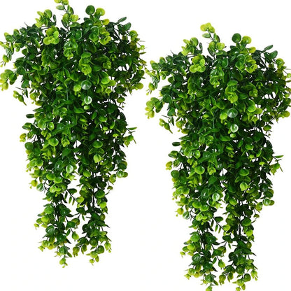 Artificial Hanging Plants Faux Eucalyptus Leaf Greenery Vine Outdoor UV Resistant Plastic Plants for DIY Home Wedding Decoration Beauty World Shop