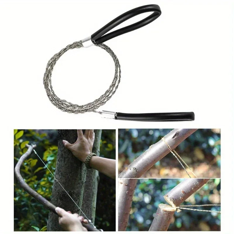 1PC portable stainless steel wire saw with finger handle, Pocket Manual chain saw for outdoor camping hiking survival Beauty World Shop