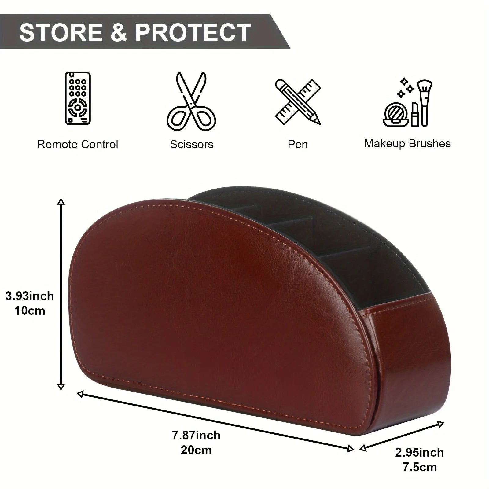 PU Leather Remote Control Holder5Compartments,Multi-Device Organizer for TV/DVD/Blu-Ray,Desk & DrawerStorageBoxHome&OfficeDecor Beauty World Shop