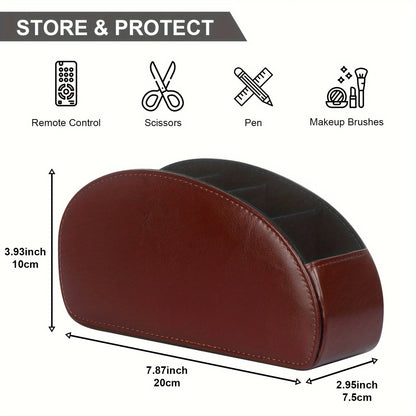 PU Leather Remote Control Holder5Compartments,Multi-Device Organizer for TV/DVD/Blu-Ray,Desk & DrawerStorageBoxHome&OfficeDecor Beauty World Shop