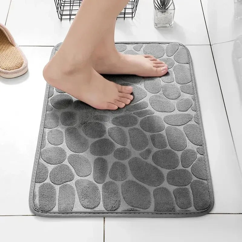 1pc embossed fiber carpet, bathroom living room anti slip mat, pebble floor mat, household items Beauty World Shop