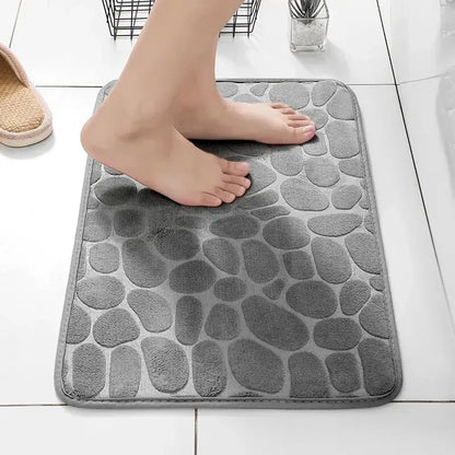 1pc embossed fiber carpet, bathroom living room anti slip mat, pebble floor mat, household items Beauty World Shop